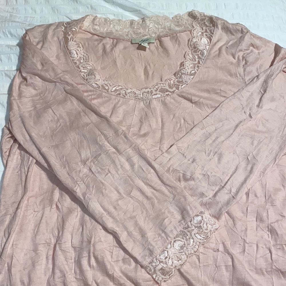 J.Jill Blush-Colored Long Sleeve with Lace Details